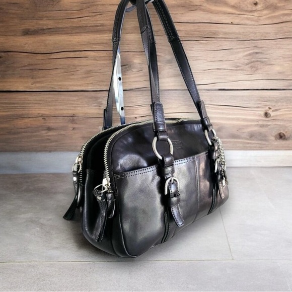 Vintage Coach Bonnie Soho Black Leather Bowler Bag - ORIGINAL CHARMS INCLUDED - Picture 2 of 5